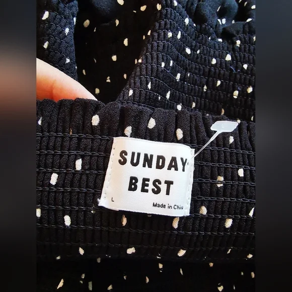 Aritzia Sunday Best Strawberry Fields Ruffle skirt black&white polka dot size L - Picture 7 of 10